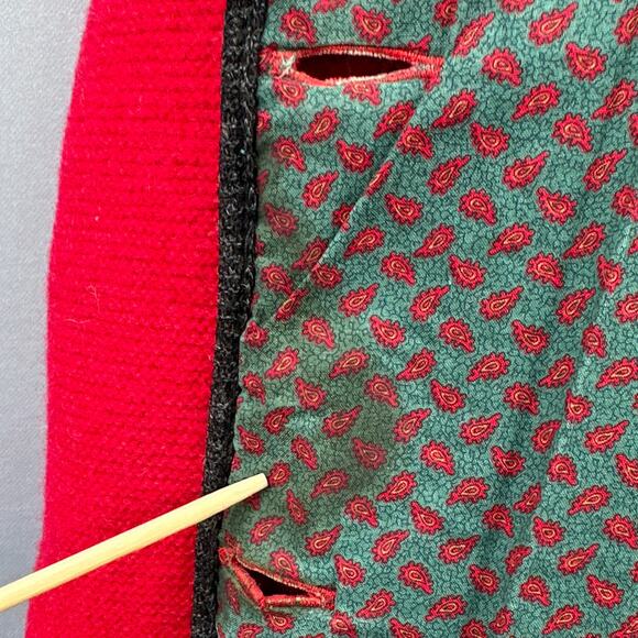 VTG 60s Wool Blazer Sweater Cardigan M/L Red Lined Mod Holiday Academia Granny - Picture 15 of 15